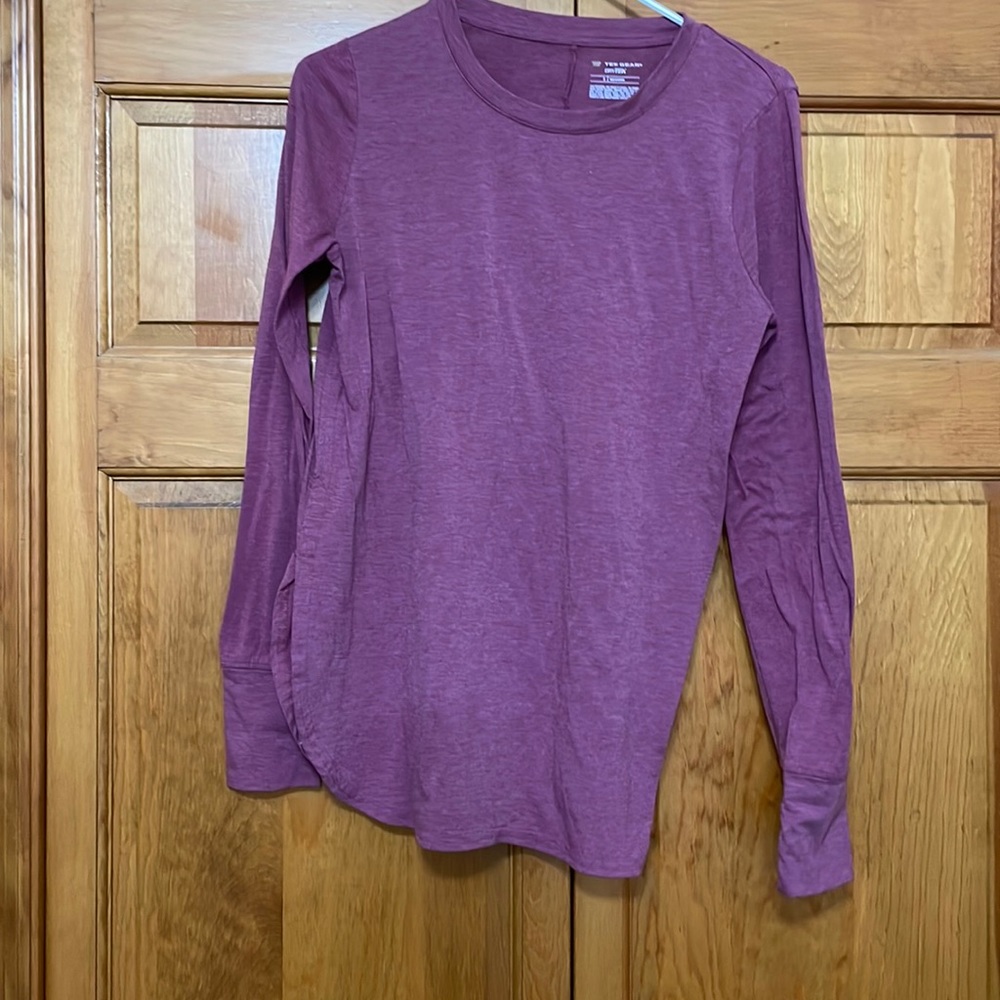 Tek Gear Drytek Active Top Long Sleeve Pink/Purple  Crewneck with Thumbholes, Sm